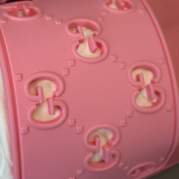 NWT Gucci GG pattern rubber sandals women's Pink 573922 size36 US6 - Picture 5 of 16